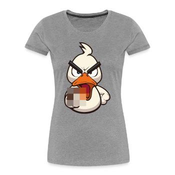 Duck You! Lustige Ente mit Mittelfinger zensiert - Frauen Premium Bio T-Shirt - Grau meliert - Vorne - Mia (176cm)