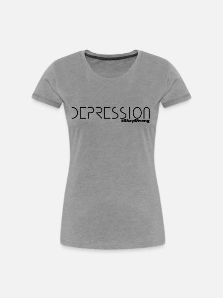 Depression #StayStrong - Frauen Premium Bio T-Shirt - Grau meliert