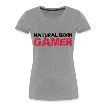 Natural Born Gamer - Women's Premium Organic T-Shirt - heather grey - Front - Mia (176cm)
