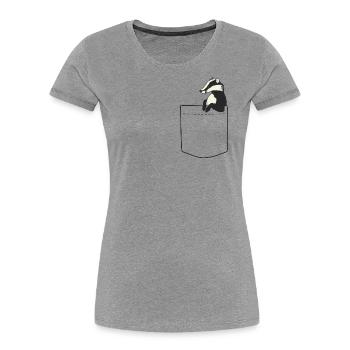 Blaireau de poche - T-shirt bio Premium Femme - gris chiné - Devant - Mia (176cm)