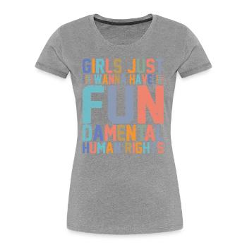 Mädchen wollen nur Menschenrechte haben - Frauen Premium Bio T-Shirt - Grau meliert - Vorne - Mia (176cm)
