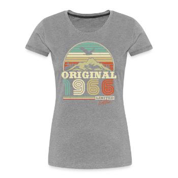 Vintage 1966 Berg & Adler Geburtstagsgeschenk - Frauen Premium Bio T-Shirt - Grau meliert - Vorne - Mia (176cm)