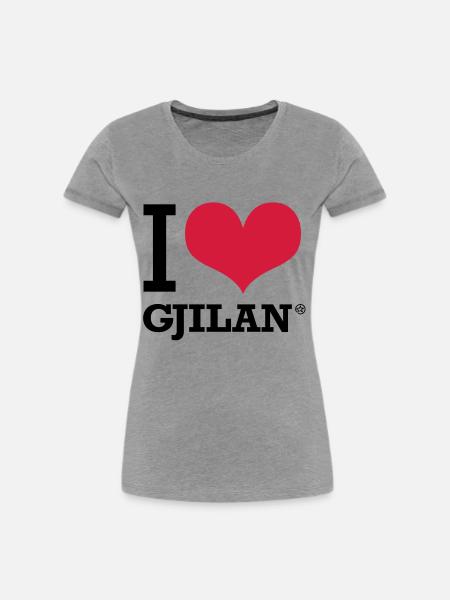 I LOVE GJILAN - Frauen Premium Bio T-Shirt - Grau meliert