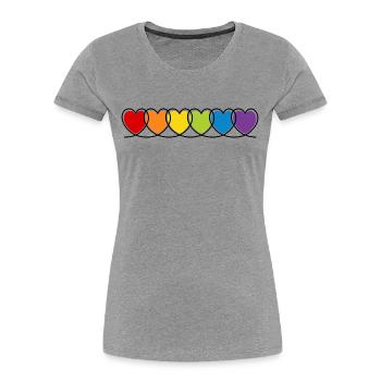 LGBT CSD LGBTQ+ HERZ REGENBOGEN HERZEN PRIDE MONTH - Frauen Premium Bio T-Shirt - Grau meliert - Vorne - Mia (176cm)