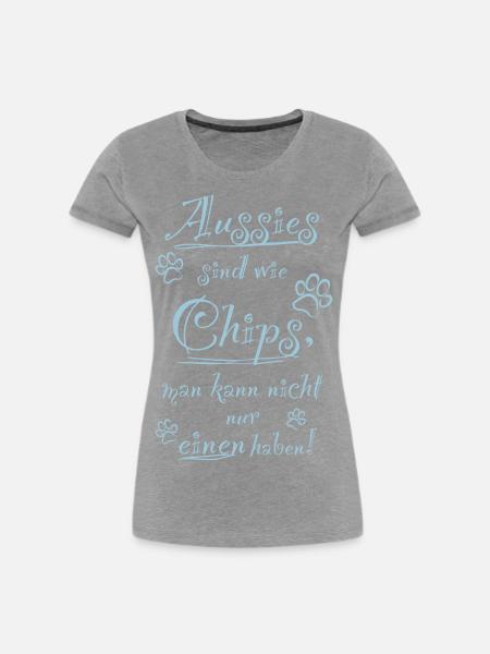 Aussie Chips - Frauen Premium Bio T-Shirt - Grau meliert