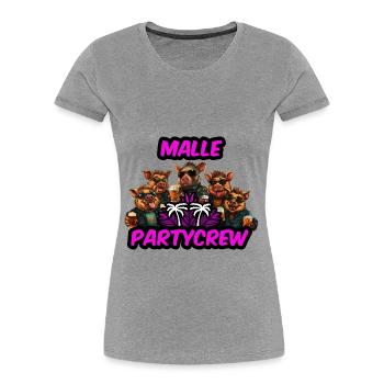 Malle Party Crew JGA Gruppenoutfit Mallorca Urlaub - Frauen Premium Bio T-Shirt - Grau meliert - Vorne - Mia (176cm)