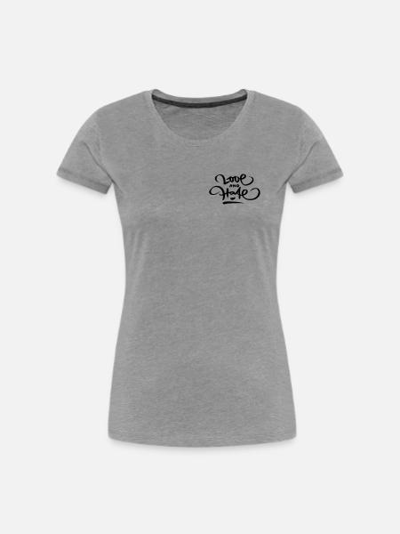 Love and Hate - Frauen Premium Bio T-Shirt - Grau meliert