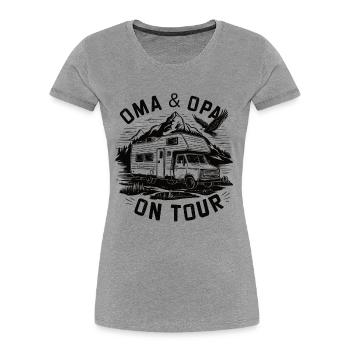 Grand-mère et grand-père en camping-car - T-shirt bio Premium Femme - gris chiné - Devant - Mia (176cm)
