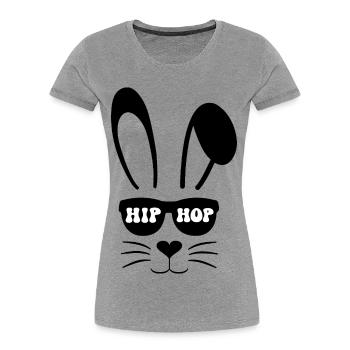Hip Hop Bunny - T-shirt bio Premium Femme - gris chiné - Devant - Mia (176cm)