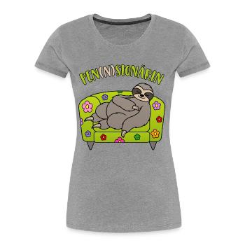 Pensionärin - Pen(n)sionärin - Pennsion - Pension - Frauen Premium Bio T-Shirt - Grau meliert - Vorne - Mia (176cm)