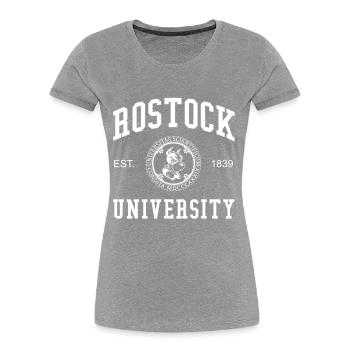 Rostock University Universität Hochschule Uni - Frauen Premium Bio T-Shirt - Grau meliert - Vorne - Mia (176cm)