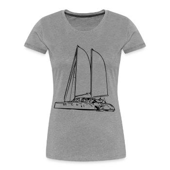 Yacht à voile - T-shirt bio Premium Femme - gris chiné - Devant - Mia (176cm)