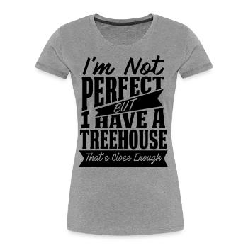 PARFAIT AVEC CABANE DANS LES ARBRES - T-shirt bio Premium Femme - gris chiné - Devant - Mia (176cm)