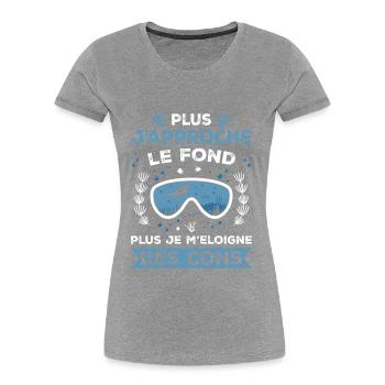 Je näher ich dem Grund komme, desto weiter entferne ich mich von den Rucklern - Frauen Premium Bio T-Shirt - Grau meliert - Vorne - Mia (176cm)