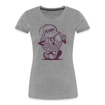 Boule de pétanque pour le Boule de pétanque Cap Boule - T-shirt bio Premium Femme - gris chiné - Devant - Mia (176cm)