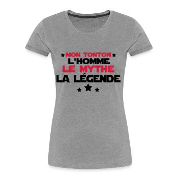 mon tonton - T-shirt bio Premium Femme - gris chiné - Devant - Mia (176cm)