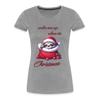 Christmas Sloth Slumber Weihnachten Faultier - Frauen Premium Bio T-Shirt - Grau meliert - Vorne - Mia (176cm)
