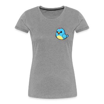 Fröhlicher Blauer Vogel Cartoon - Frauen Premium Bio T-Shirt - Grau meliert - Vorne - Mia (176cm)