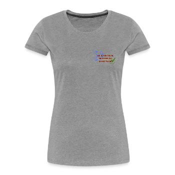 Construit par la douleur, alimenté par la discipline - T-shirt bio Premium Femme - gris chiné - Devant - Mia (176cm)