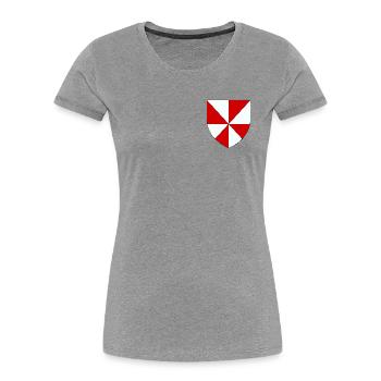 Blason du Gâtinais - T-shirt bio Premium Femme - gris chiné - Devant - Mia (176cm)