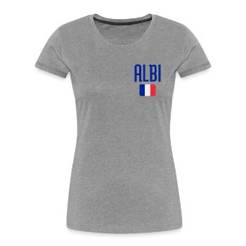 Albi France Flag Emblem - Women's Premium Organic T-Shirt - heather grey - Front - Mia (176cm)