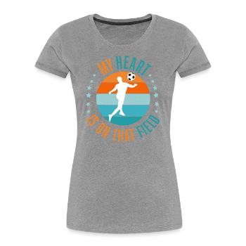 Fußball Leidenschaft - Frauen Premium Bio T-Shirt - Grau meliert - Vorne - Mia (176cm)