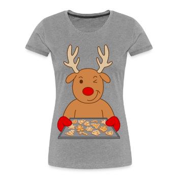 Reindeer Christmas biscuits Baking cookies - Women's Premium Organic T-Shirt - heather grey - Front - Mia (176cm)