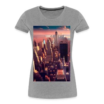 New York City Skyline - Women's Premium Organic T-Shirt - heather grey - Front - Mia (176cm)