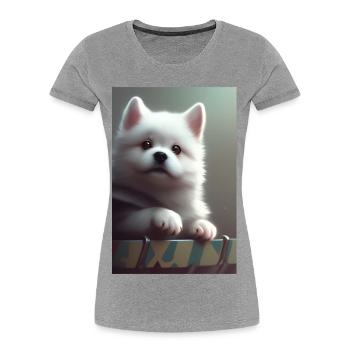 Hund - Frauen Premium Bio T-Shirt - Grau meliert - Vorne - Mia (176cm)