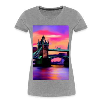Bridges in London - Women's Premium Organic T-Shirt - heather grey - Front - Mia (176cm)
