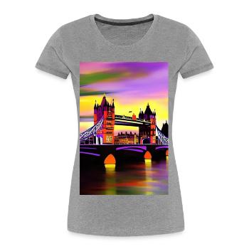 Bridges in London - Women's Premium Organic T-Shirt - heather grey - Front - Mia (176cm)