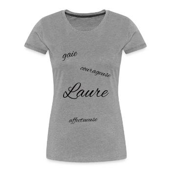 Prénom Laure - T-shirt bio Premium Femme - gris chiné - Devant - Mia (176cm)