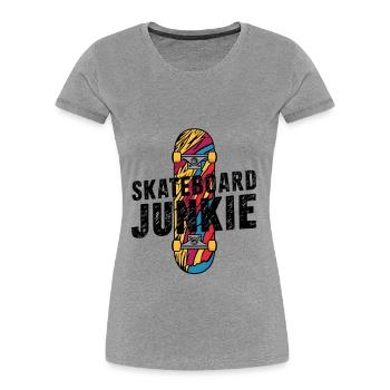 Skateboard Junkie - Women's Premium Organic T-Shirt - heather grey - Front - Mia (176cm)