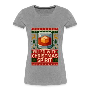 Ugly Christmas Whiskey Spirit - Women's Premium Organic T-Shirt - heather grey - Front - Mia (176cm)