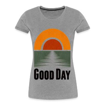 Coucher de soleil sur le lac Bonjour - T-shirt bio Premium Femme - gris chiné - Devant - Mia (176cm)
