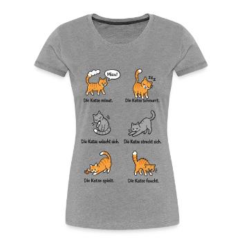 Katzenlaute Verspielte Katzenmotive - Frauen Premium Bio T-Shirt - Grau meliert - Vorne - Mia (176cm)
