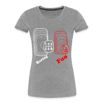 Langweilig Spass Gangschaltung 4WD 4x4 Allrad - Frauen Premium Bio T-Shirt - Grau meliert - Vorne - Mia (176cm)
