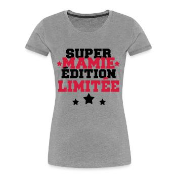 super mamie édition limitée - T-shirt bio Premium Femme - gris chiné - Devant - Mia (176cm)