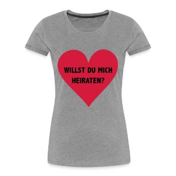 will you marry me? - Women's Premium Organic T-Shirt - heather grey - Front - Mia (176cm)