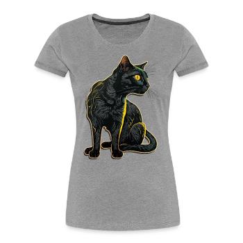 Black Cat Bombay Cat Outfit pour - T-shirt bio Premium Femme - gris chiné - Devant - Mia (176cm)