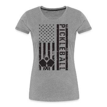 Pickleball Is My Therpy USA Flag Pickleballer - Women's Premium Organic T-Shirt - heather grey - Front - Mia (176cm)