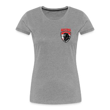 Österreich Adler Wappen AUSTRIA - Frauen Premium Bio T-Shirt - Grau meliert - Vorne - Mia (176cm)