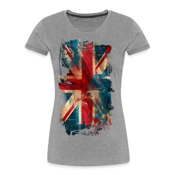 Vintage Union Jack - Frauen Premium Bio T-Shirt - Grau meliert - Vorne - Mia (176cm)