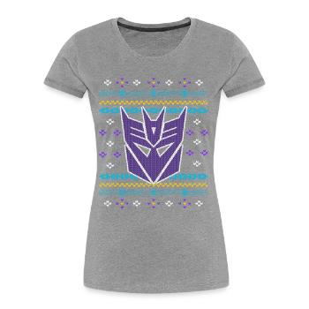 Transformers G1 Megatron Maske Ugly Christmas - Frauen Premium Bio T-Shirt - Grau meliert - Vorne - Mia (176cm)