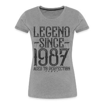 Légende 1987 Vintage Vintage Cadeau d’Anniversaire - T-shirt bio Premium Femme - gris chiné - Devant - Mia (176cm)
