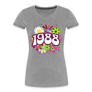 Fête Anniversaire Femme 1988 35 Ans Anniversaire - T-shirt bio Premium Femme - gris chiné - Devant - Mia (176cm)