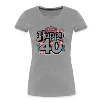 Rond anniversaire 40. - T-shirt bio Premium Femme - gris chiné - Devant - Mia (176cm)