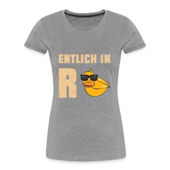 Entlich in Rente Ente - Frauen Premium Bio T-Shirt - Grau meliert - Vorne - Mia (176cm)