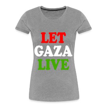 Let gaza live - Frauen Premium Bio T-Shirt - Grau meliert - Vorne - Mia (176cm)