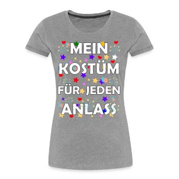 Karneval Kostüm Fasching Shirt lustiges Kostüm - Frauen Premium Bio T-Shirt - Grau meliert - Vorne - Mia (176cm)
